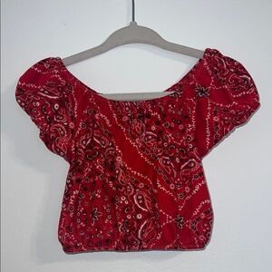 Tulabee Red Paisley Toddler Crop Top